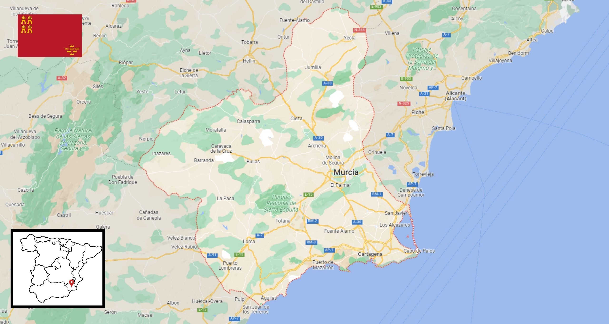 mapa región de Murcia
