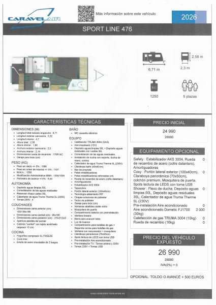 En venta Caravelair Caravelair Sport Line 476 Gris 2025 Barcelona foto 20
