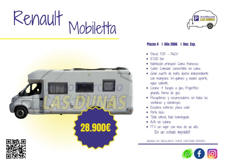 En venta Renault Mobilvetta Blanco 2006 Alicante foto 1