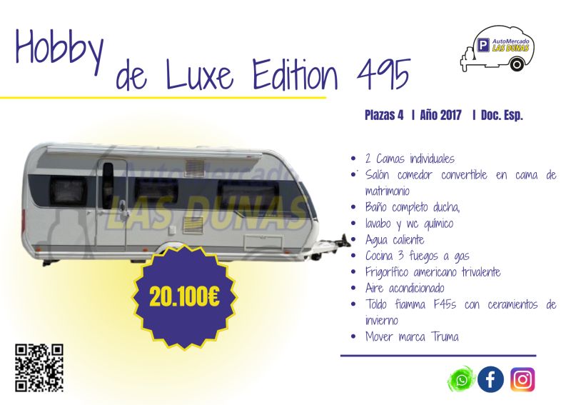 En venta Hobby de luxe Edition 495 Blanco 2017 Alicante foto 14