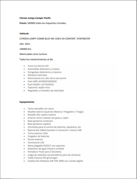 En venta Citroën Camper Citroen Jumpy Gris 2021 Madrid foto 16