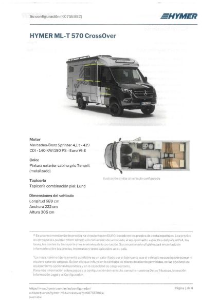 En venta Hymer / Eriba / Hymercar HYMER ML-T570 CROSSOVER Gris 2025 Málaga foto 20